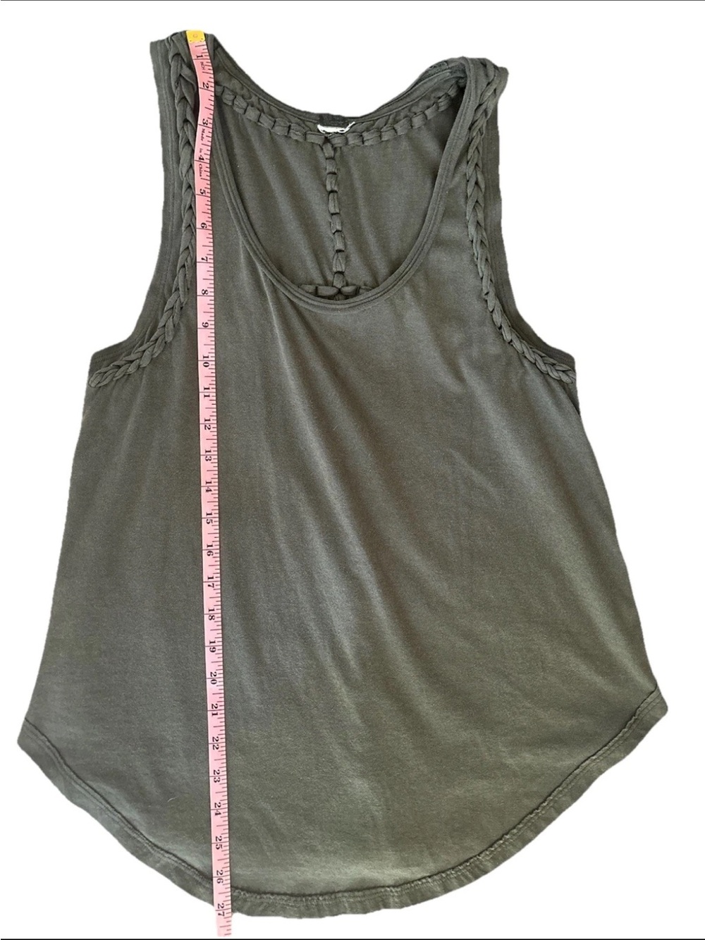 We the Free Women’s Braided-Trim Tank Top - Olive Green Medium *see measurements - Picture 4 of 7